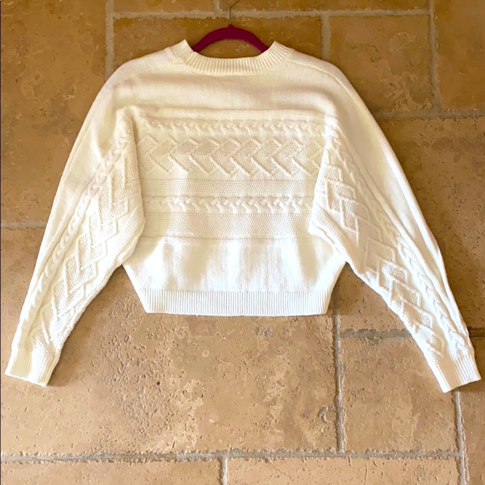 size 8 women’s cropped sweater (off white color)